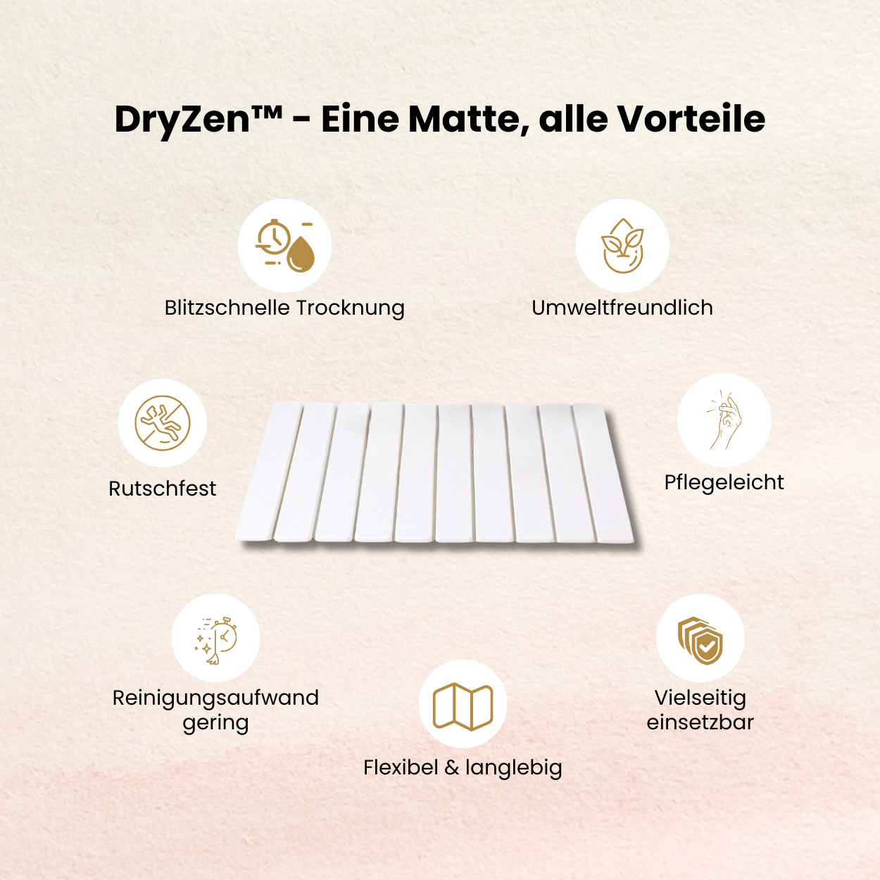 DryZen™ – Die faltbare Steintrocknungsmatte mit Sofort-Effekt.