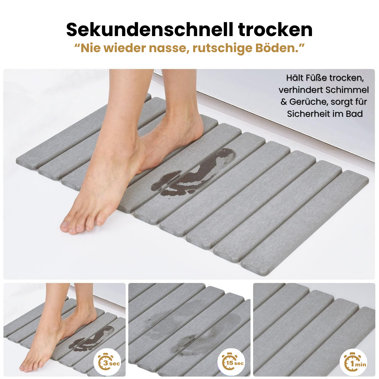 DryZen™ – Die faltbare Steintrocknungsmatte mit Sofort-Effekt.